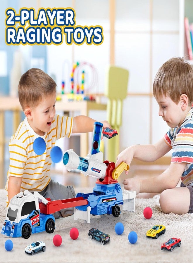 AuroTops Boy Toys Age 3 4 5 6 Year Old Boy Gifts for Kids Gifts Toy Trucks with Light & Sounds Toys for Kids Age 3 4 5 6 7 8 Years Old,Include Eejection&Shooting Truck,4 Racing Cars - Image 5